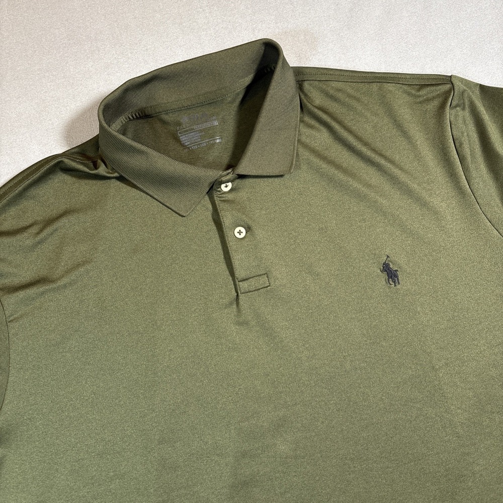 Polo Ralph Lauren Performance Polo Mens 2XL Green Preppy Logo Stretch